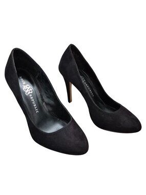 Rock & Republic Pumps Black Suede Round Toe High Heel Y2K Formal Party Women 8.5